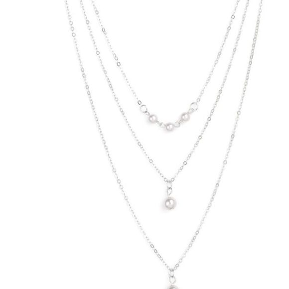 Jewelry - Silver and Pearl Necklace Earrings Set
